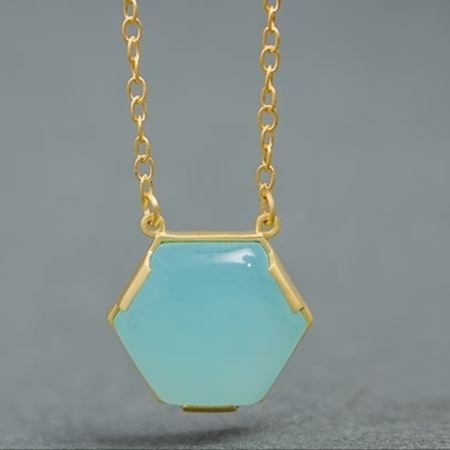 Gold Plated Pendant with Aqua Chalcedony Gold Plated Pendant with Aqua Chalcedony