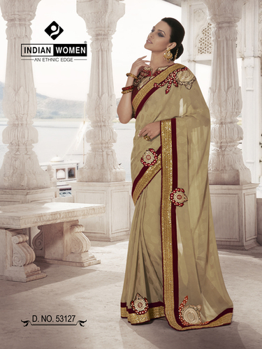 Embellished Light Gold Designer Saree Embellished Light Gold Designer Saree