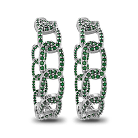Beautiful White Gold hoops, Brilliant cut Emeralds Beautiful White Gold hoops, Brilliant cut Emeralds