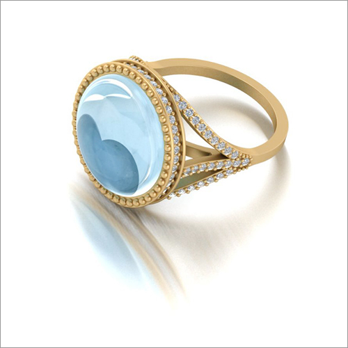 Yellow gold elegant ring Aquamarine Cab & diamonds Yellow gold elegant ring Aquamarine Cab & diamonds