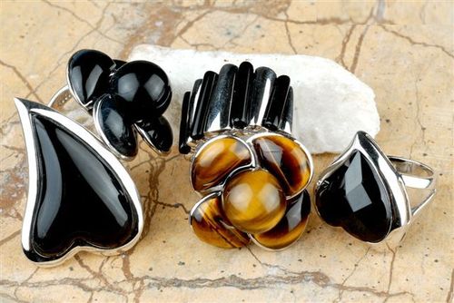 Mix Shapes Black Onex Silver Rings Mix Shapes Black Onex Silver Rings