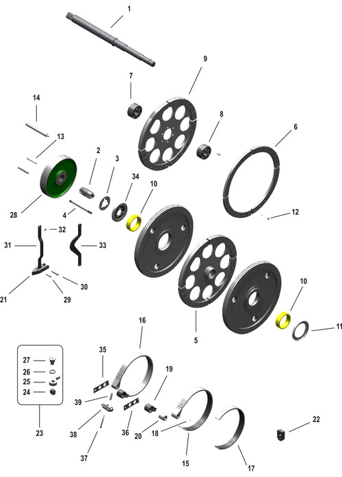 Drive and machine brake Drive and machine brake