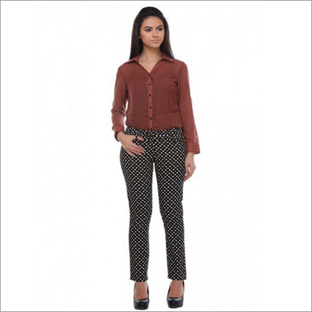 Fennie - Black Hash Print Full Length Slim Fit Trousers Fennie - Black Hash Print Full Length Slim Fit Trousers