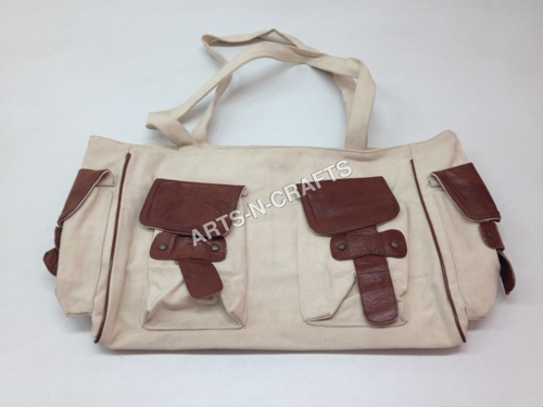 Leather Trim Canvas Bag Leather Trim Canvas Bag