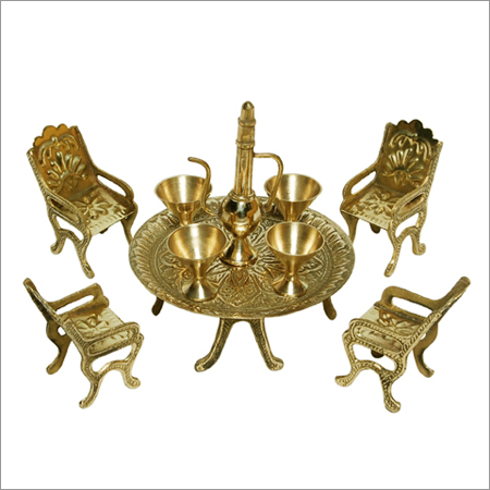 Brass Table Chair Showpiece Set Brass Table Chair Showpiece Set