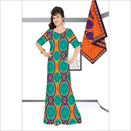 Printed Nighty with Dupatta Printed Nighty with Dupatta