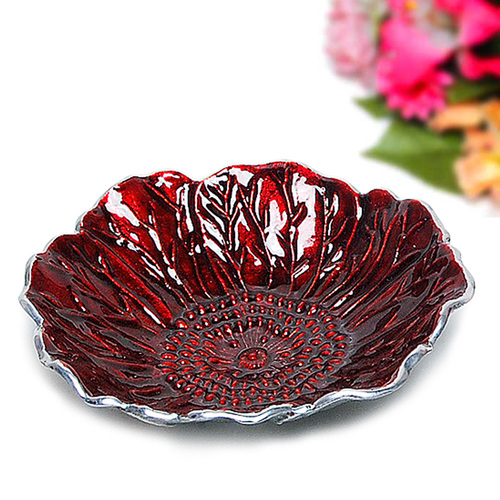 Red Sunflower Aluminum Serving Platter Bowl Red Sunflower Aluminum Serving Platter Bowl
