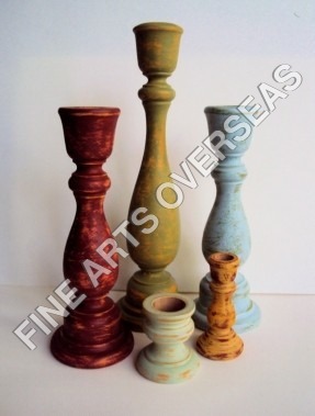 Distressed Wooden Candle Sticks Distressed Wooden Candle Sticks