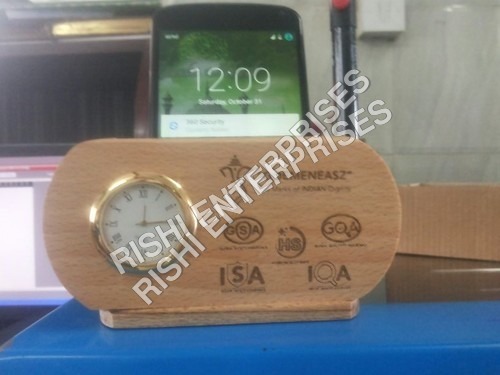Promotional Wooden Mobile Holder with Clock Promotional Wooden Mobile Holder with Clock