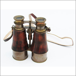 Binoculars Leather Sheathed Antique Brown Finish Binoculars Leather Sheathed Antique Brown Finish