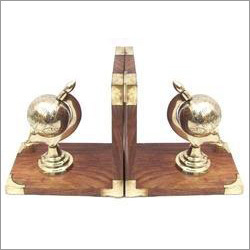 Metal Globe Bookend Shiny Brass Metal Globe Bookend Shiny Brass
