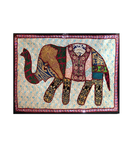 Elephant Zari Embroidery Sequins Work on Cloth Elephant Zari Embroidery Sequins Work on Cloth