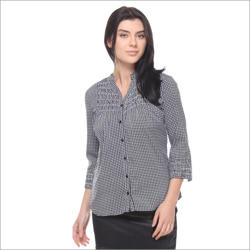 Tracy - Black White Houndstooth Full Sleeves Relaxed Fit Shirt Tracy - Black White Houndstooth Full Sleeves Relaxed Fit Shirt