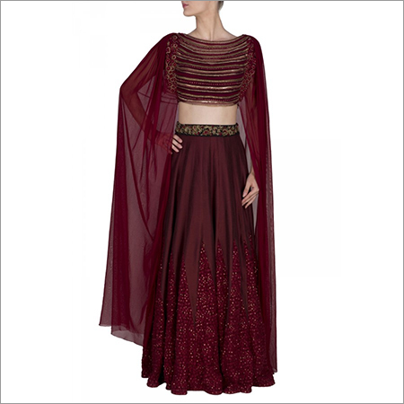 Kali Lehenga With Attached Dupatta Blouse Kali Lehenga With Attached Dupatta Blouse