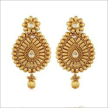 Copper Antique Floral Kundan Dangling Earrings Copper Antique Floral Kundan Dangling Earrings