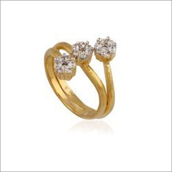 Gold Spiral Flower American Diamond Finger Ring Gold Spiral Flower American Diamond Finger Ring