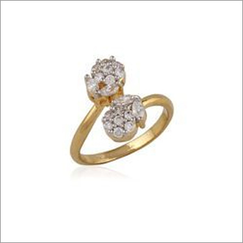 Gold Floral American Diamond Finger Ring Gold Floral American Diamond Finger Ring