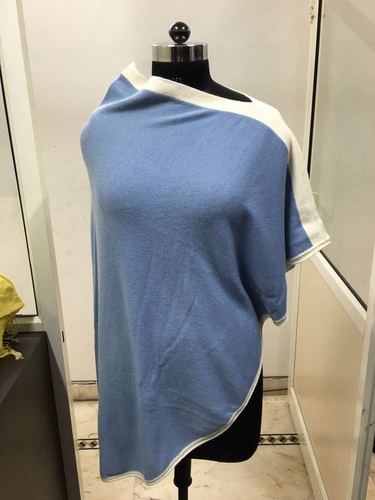 Adeena Sky Blue Color Plain Poncho Adeena Sky Blue Color Plain Poncho