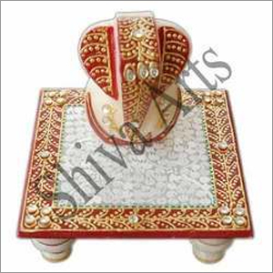 Sculptured Marble Ganesh Chowki Sculptured Marble Ganesh Chowki
