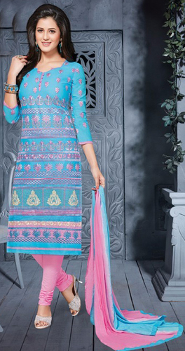 Blue Pink Cotton Embrodery Bollywood Salwar Suit Blue Pink Cotton Embrodery Bollywood Salwar Suit
