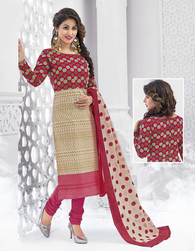 Red Beige Cotton Printed Ethnic Salwar Suit Red Beige Cotton Printed Ethnic Salwar Suit