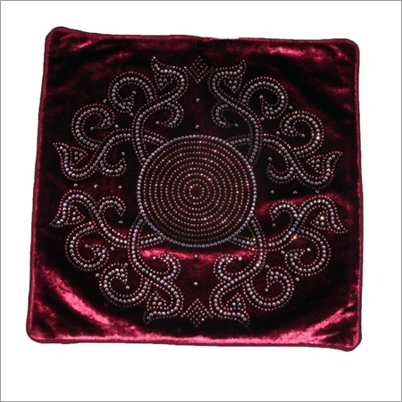 Velvet Cushion Cover Stone Work Velvet Cushion Cover Stone Work