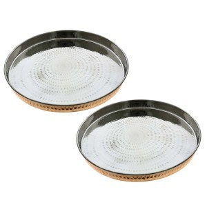 Indian Dinnerware Copper Stainless Steel Large Dinner Plate Thali Indian Dinnerware Copper Stainless Steel Large Dinner Plate Thali