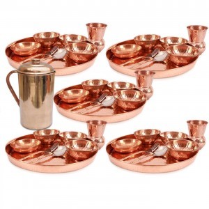 Set of 5,Dinnerware Pure Copper Traditional Dinner Set of Thali Plate Set of 5,Dinnerware Pure Copper Traditional Dinner Set of Thali Plate