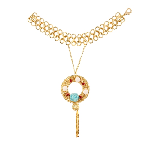 Floral Blue Rose Golden Bracelet For Women Floral Blue Rose Golden Bracelet For Women