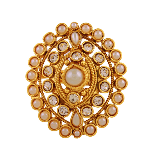 Rajwadi Antique Pearl American Diamond Finger Ring Rajwadi Antique Pearl American Diamond Finger Ring