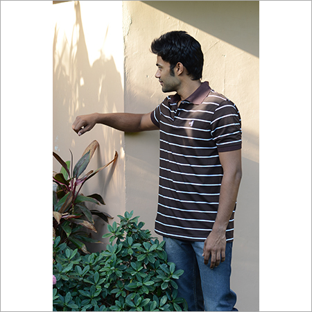 Striped Polo Neck T-Shirts Striped Polo Neck T-Shirts