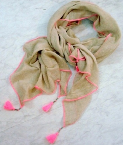 Cotton linen modal blended with four side tassels Cotton linen modal blended with four side tassels