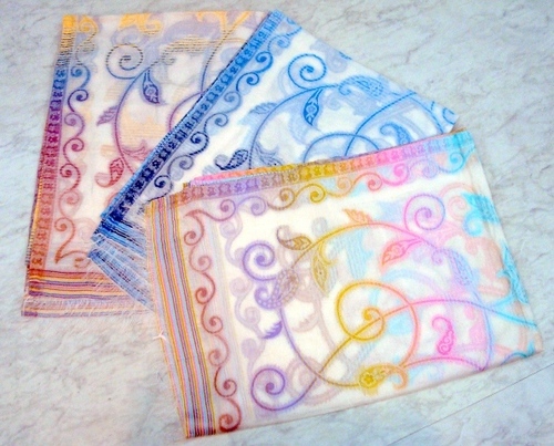 Cotton with silk jacquard border Scarves Cotton with silk jacquard border Scarves