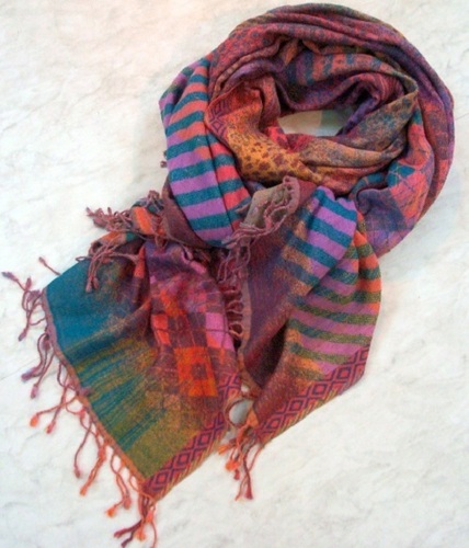 Wool Cotton Woven Over Print Scarves Wool Cotton Woven Over Print Scarves