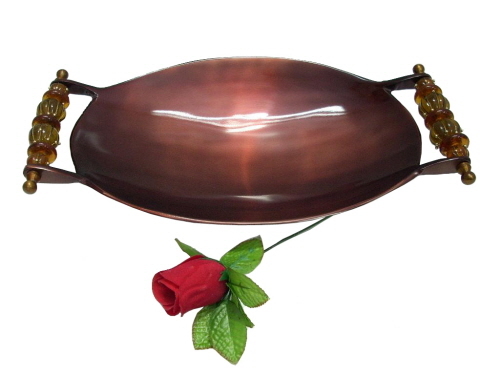 Aluminium Tray Burgundy Enamel With Glass Handles Aluminium Tray Burgundy Enamel With Glass Handles
