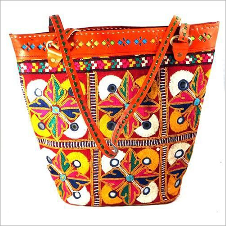 Gujarati Leather Embroidery Shopping Bag Gujarati Leather Embroidery Shopping Bag