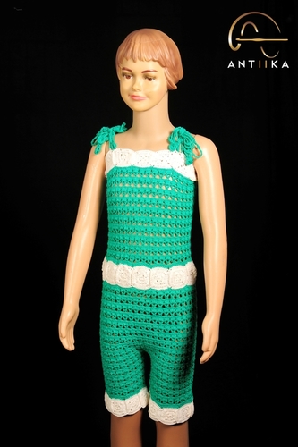 Crochet Pine Green Kids Jumpsuit Crochet Pine Green Kids Jumpsuit