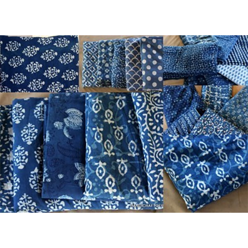 Cotton Hand Block Print Indigo Blue Fabric Cotton Hand Block Print Indigo Blue Fabric