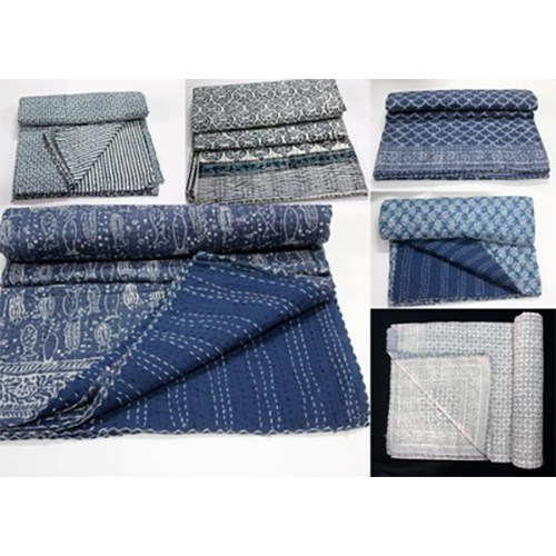 Cotton Block Print Kantha Blanket Cotton Block Print Kantha Blanket