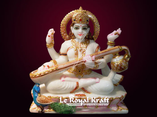 White Stone Saraswati Statue White Stone Saraswati Statue
