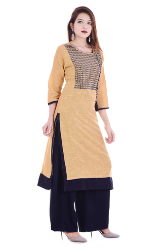 cotton slub embroidered kurti cotton slub embroidered kurti